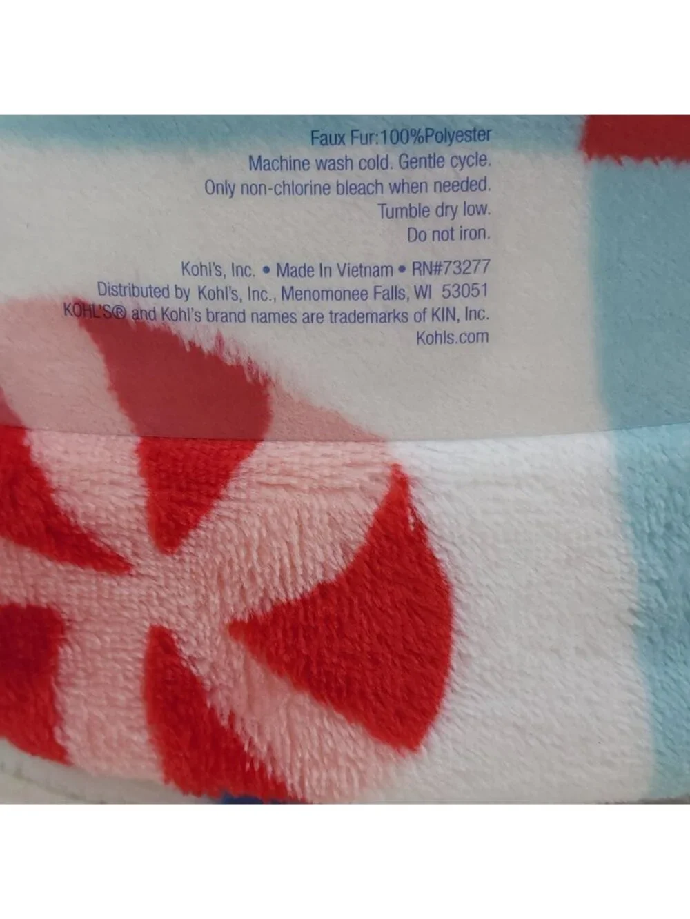 The Big One Oversized Plush Throw Blanket 5'x6' Candy Pattern Faux Fur Holiday